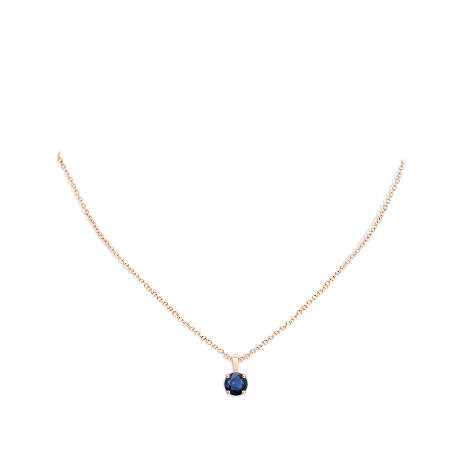 7mm AA Classic Prong-Set Round Blue Sapphire Solitaire Pendant in Rose Gold pen