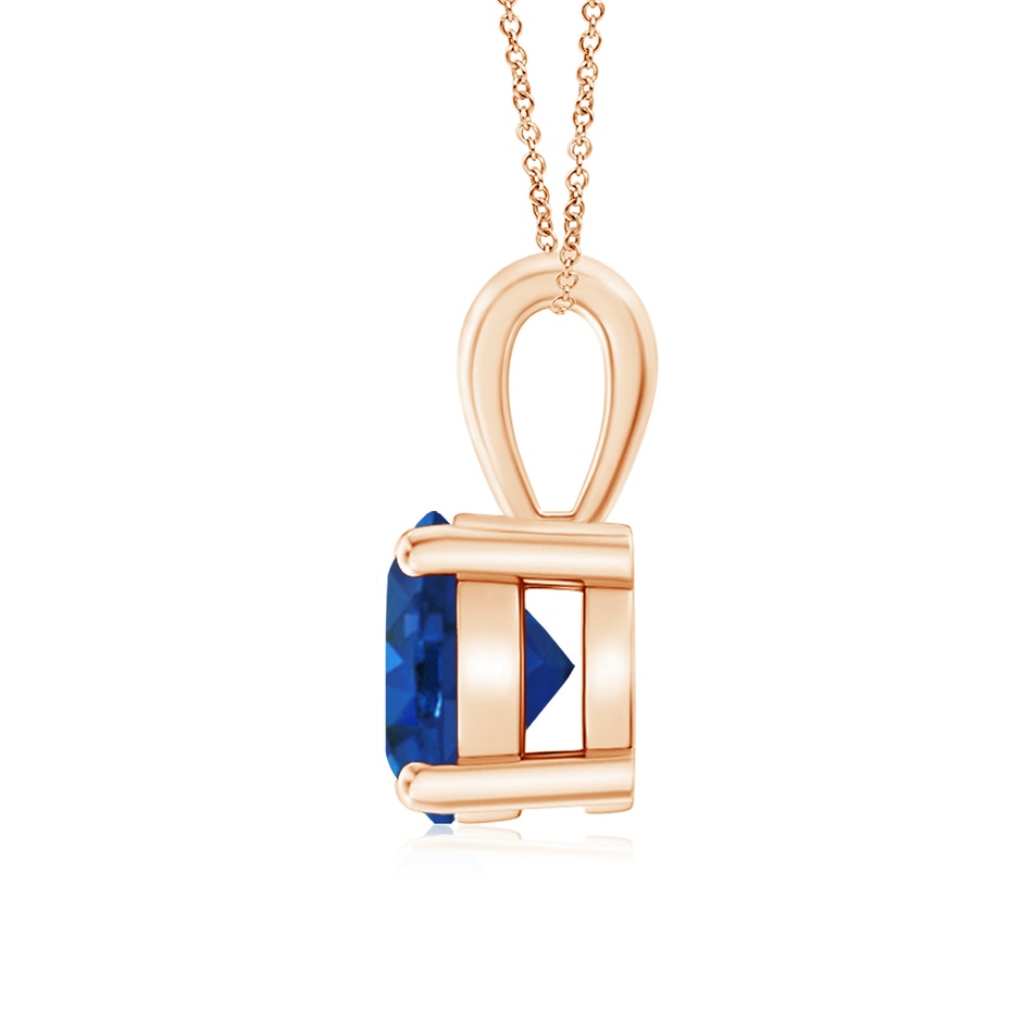 7mm AAA Classic Prong-Set Round Blue Sapphire Solitaire Pendant in Rose Gold side 199