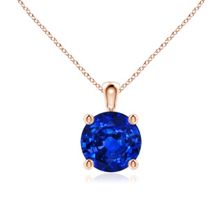 7mm AAAA Classic Round Blue Sapphire Solitaire Pendant in 10K Rose Gold