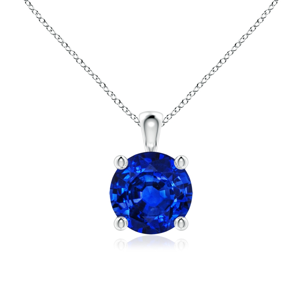 7mm AAAA Classic Round Blue Sapphire Solitaire Pendant in P950 Platinum