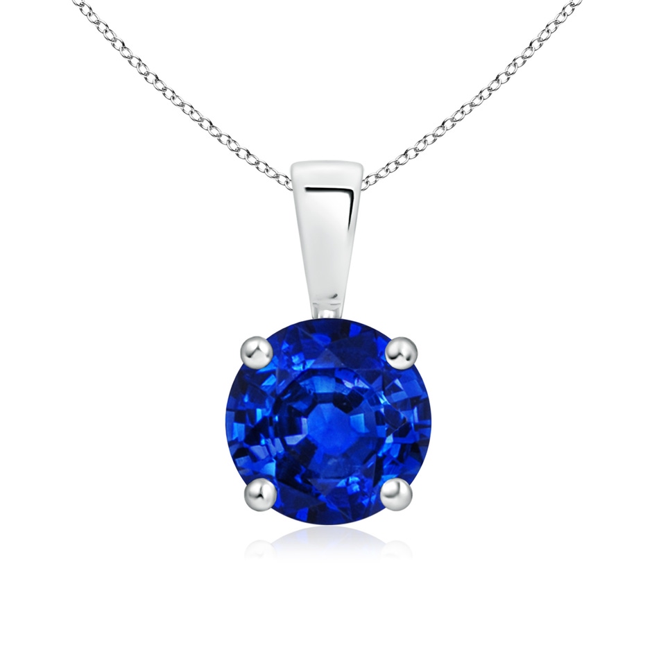 7mm AAAA Classic Prong-Set Round Blue Sapphire Solitaire Pendant in P950 Platinum 