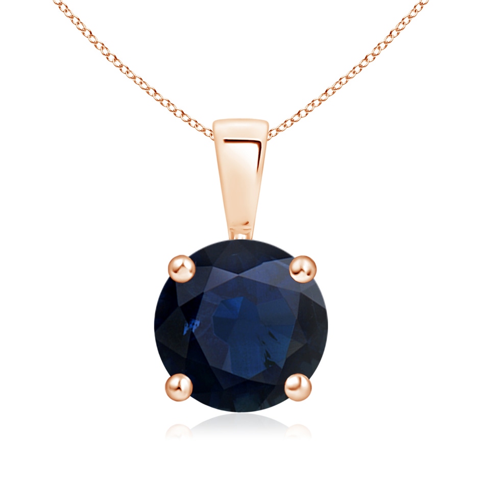8mm A Classic Prong-Set Round Blue Sapphire Solitaire Pendant in Rose Gold 