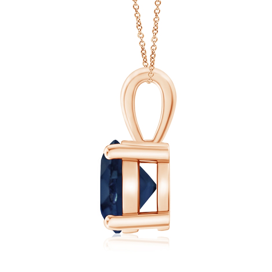 8mm AA Classic Prong-Set Round Blue Sapphire Solitaire Pendant in Rose Gold side 199