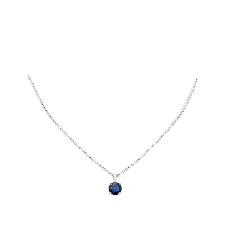 8mm AA Classic Prong-Set Round Blue Sapphire Solitaire Pendant in S999 Silver pen