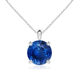 8mm AAA Classic Round Blue Sapphire Solitaire Pendant in S999 Silver