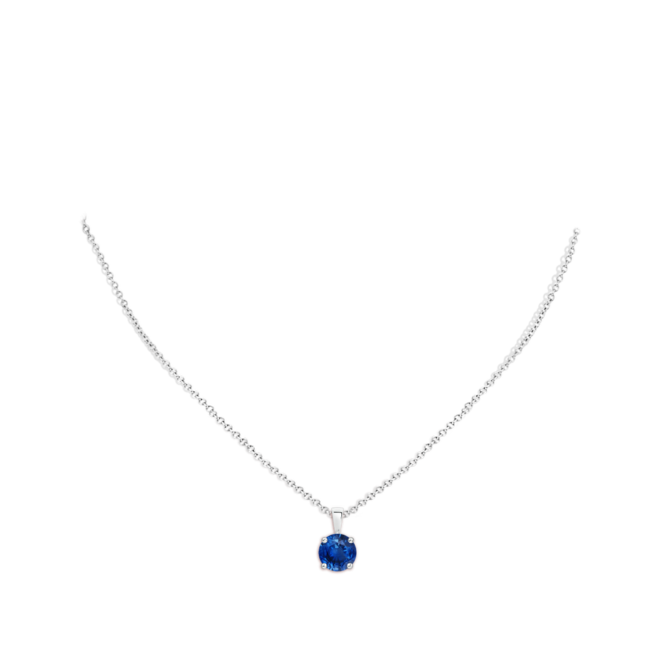 8mm AAA Classic Prong-Set Round Blue Sapphire Solitaire Pendant in S999 Silver pen