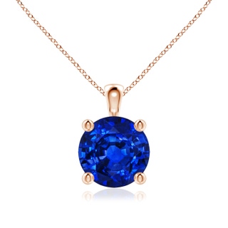 8mm AAAA Classic Round Blue Sapphire Solitaire Pendant in Rose Gold