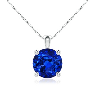 8mm AAAA Classic Round Blue Sapphire Solitaire Pendant in S999 Silver