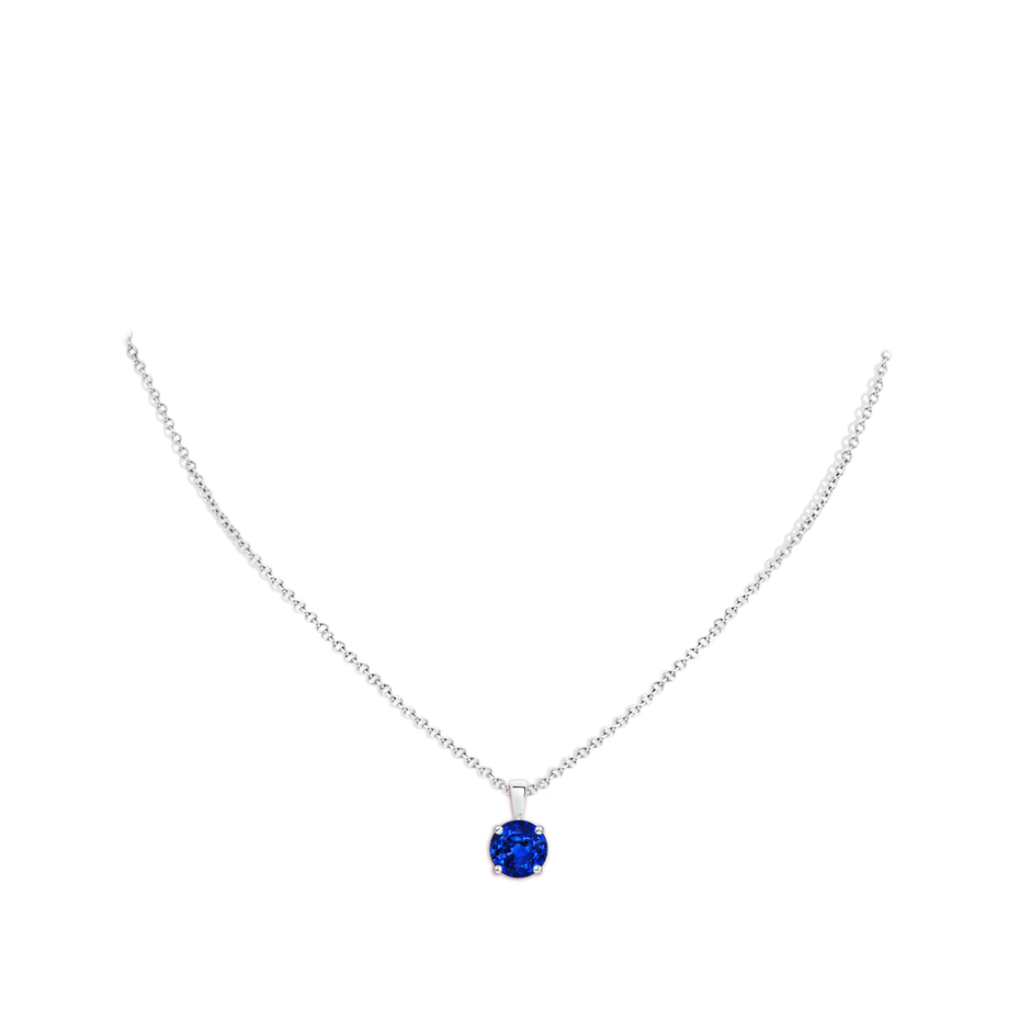 8mm AAAA Classic Prong-Set Round Blue Sapphire Solitaire Pendant in S999 Silver pen