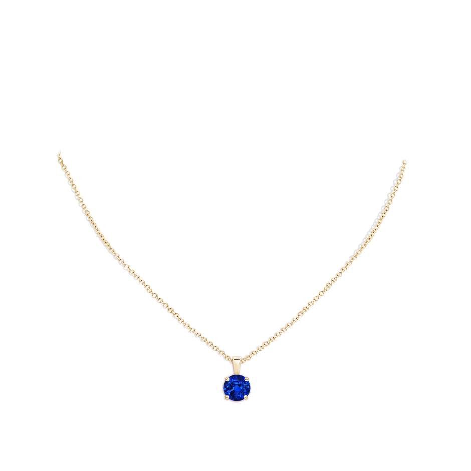 8mm Lab-Grown Classic Round Blue Sapphire Solitaire Pendant in Yellow Gold pen