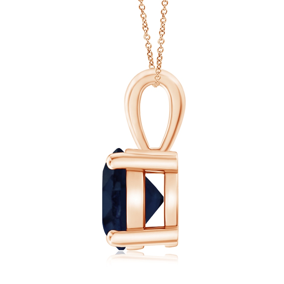 9mm A Classic Prong-Set Round Blue Sapphire Solitaire Pendant in Rose Gold side 199