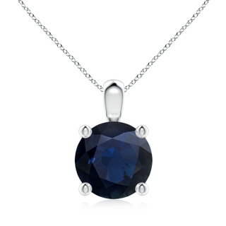 9mm A Classic Round Blue Sapphire Solitaire Pendant in S999 Silver