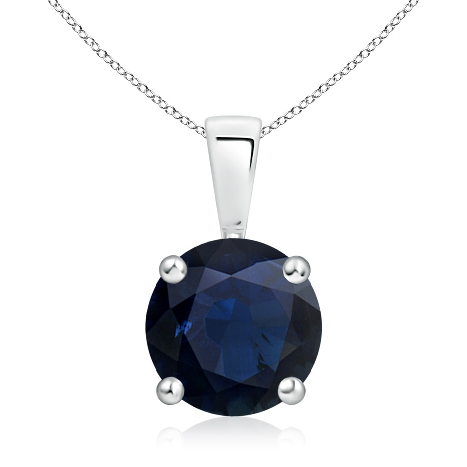 9mm A Classic Prong-Set Round Blue Sapphire Solitaire Pendant in S999 Silver 