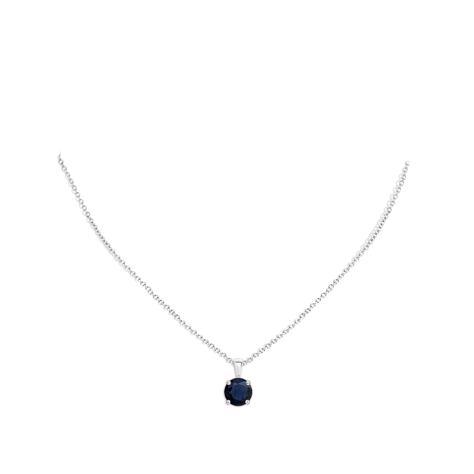 9mm A Classic Prong-Set Round Blue Sapphire Solitaire Pendant in S999 Silver pen