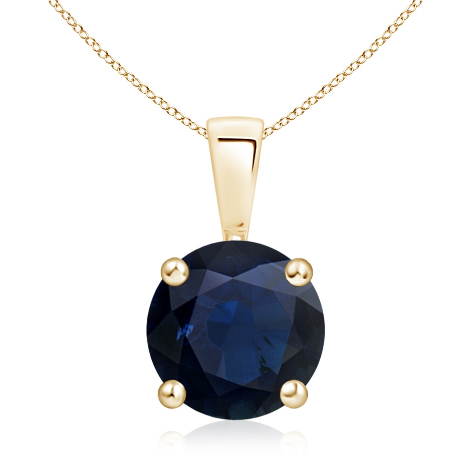9mm A Classic Prong-Set Round Blue Sapphire Solitaire Pendant in Yellow Gold 