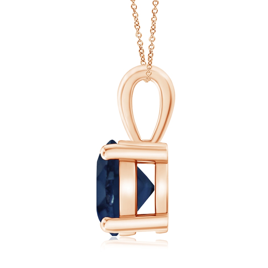 9mm AA Classic Prong-Set Round Blue Sapphire Solitaire Pendant in Rose Gold side 199