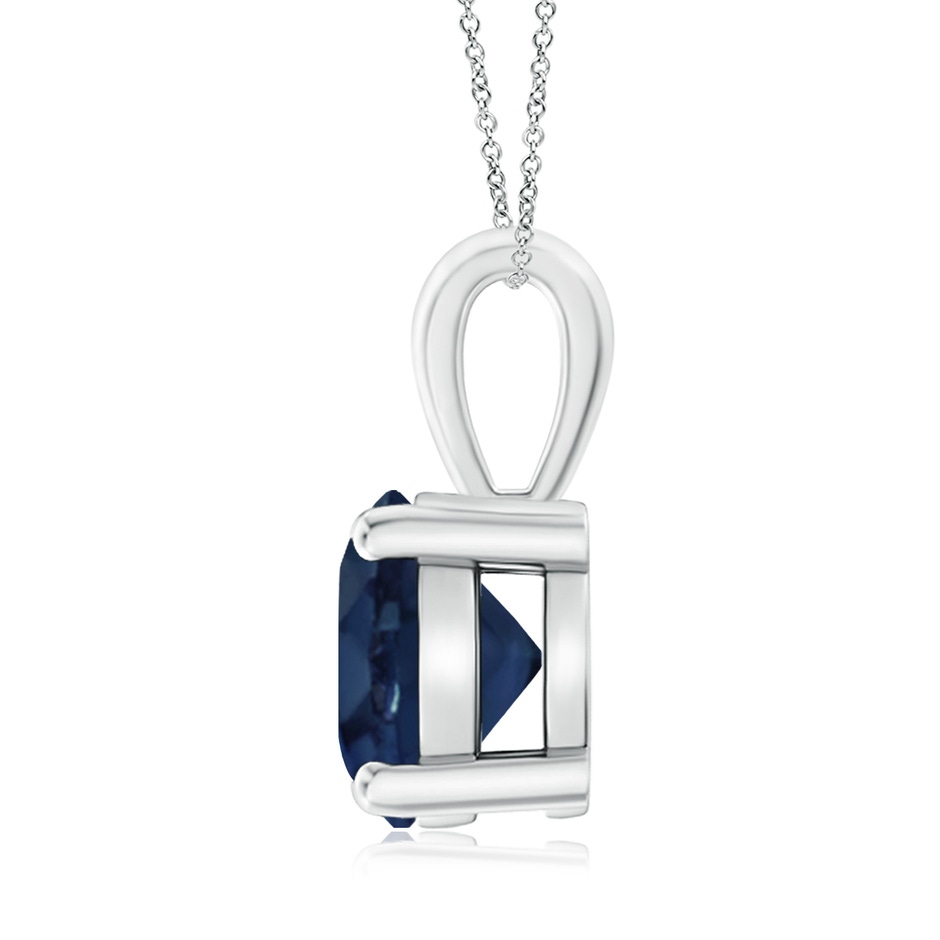 9mm AA Classic Prong-Set Round Blue Sapphire Solitaire Pendant in S999 Silver side 199