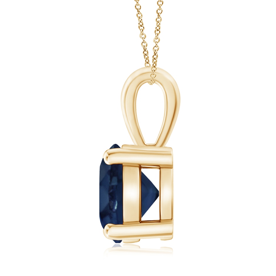 9mm AA Classic Prong-Set Round Blue Sapphire Solitaire Pendant in Yellow Gold side 199