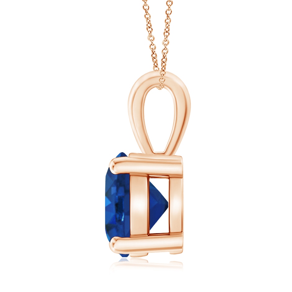9mm AAA Classic Prong-Set Round Blue Sapphire Solitaire Pendant in 18K Rose Gold side 199