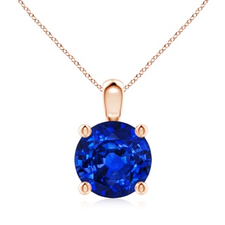 9mm AAAA Classic Round Blue Sapphire Solitaire Pendant in 9K Rose Gold