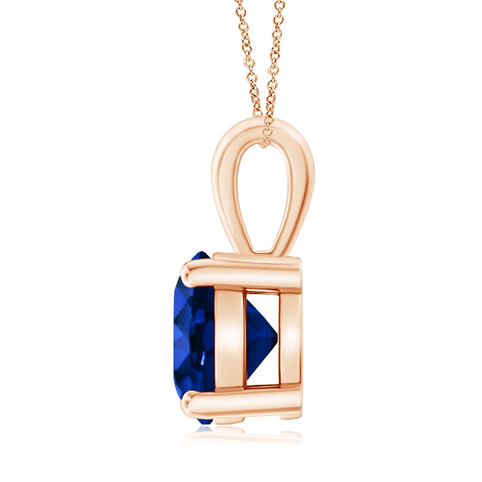 9mm AAAA Classic Prong-Set Round Blue Sapphire Solitaire Pendant in Rose Gold side 199