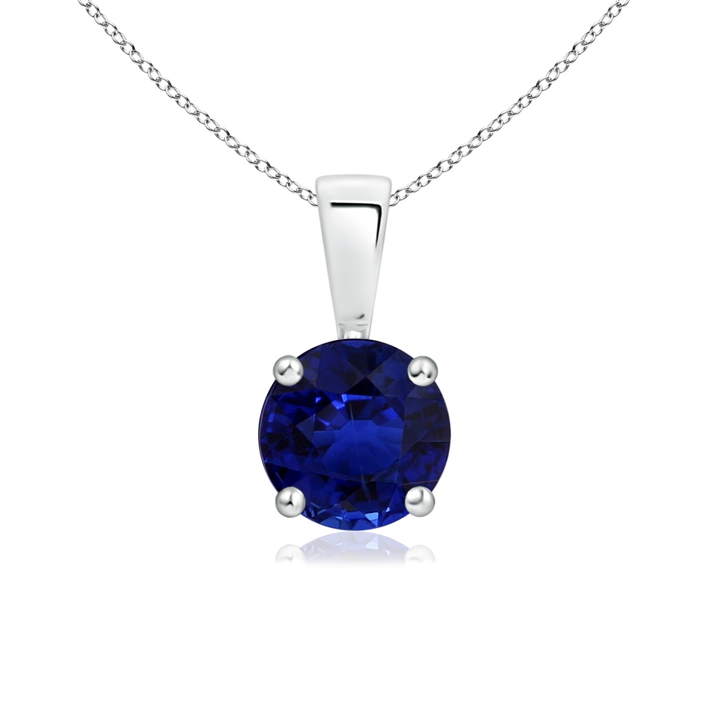 5.95-6.08x4.02mm AAA Classic Round GIA Certified Sapphire Solitaire Pendant in White Gold