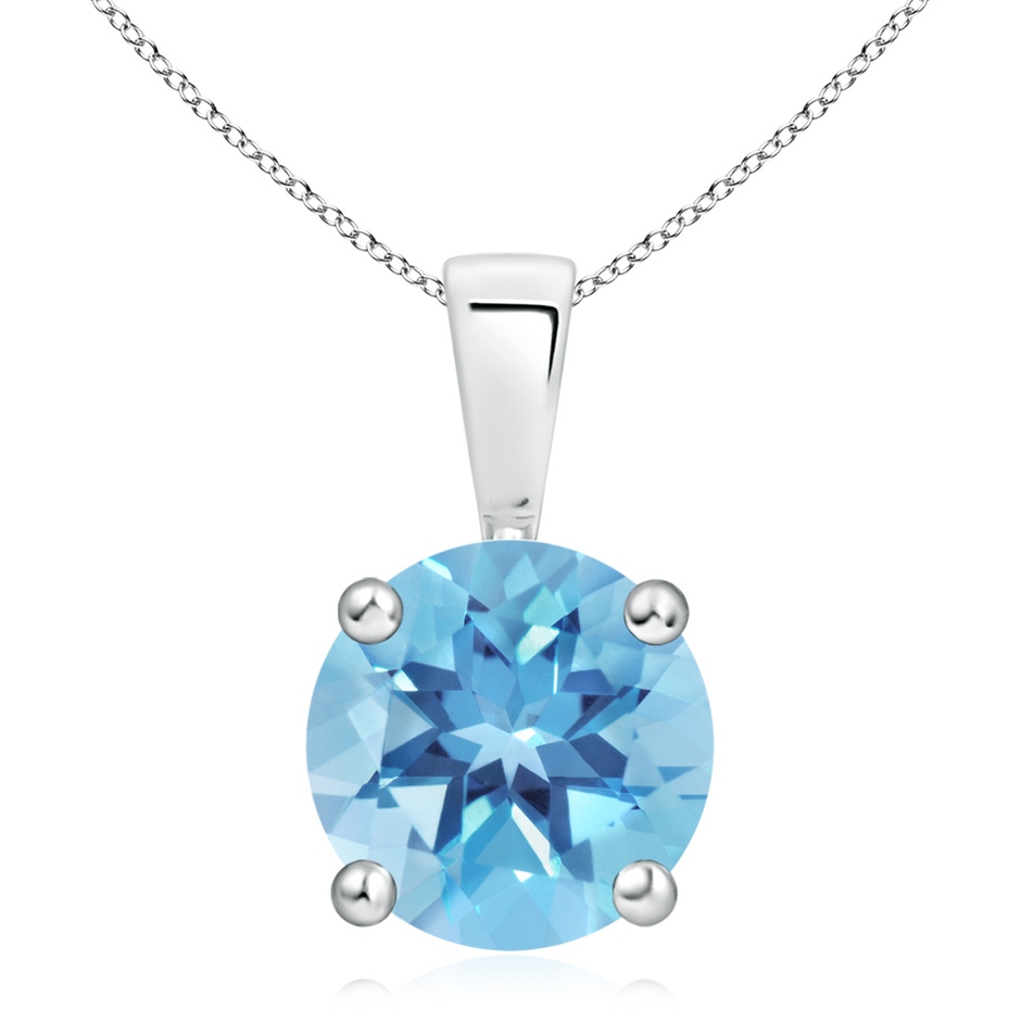 10mm A Classic Prong-Set Round Swiss Blue Topaz Solitaire Pendant in P950 Platinum 