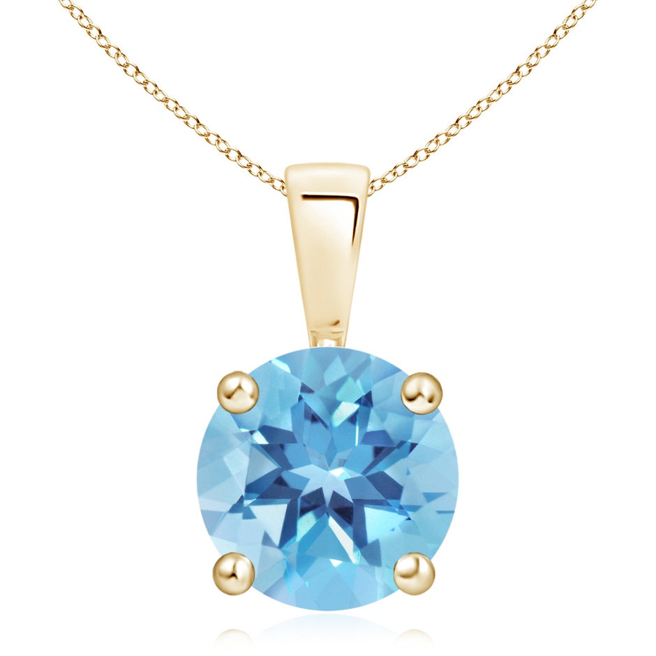 10mm A Classic Prong-Set Round Swiss Blue Topaz Solitaire Pendant in Yellow Gold 