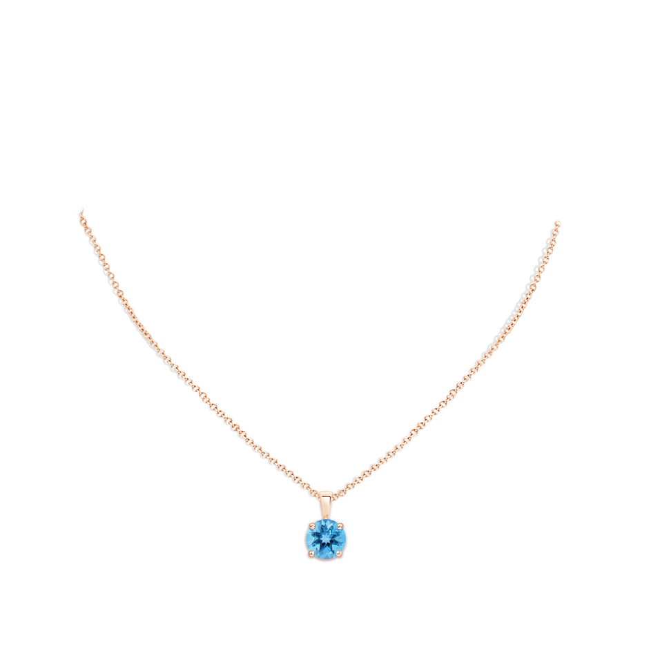 10mm AA Classic Prong-Set Round Swiss Blue Topaz Solitaire Pendant in Rose Gold pen