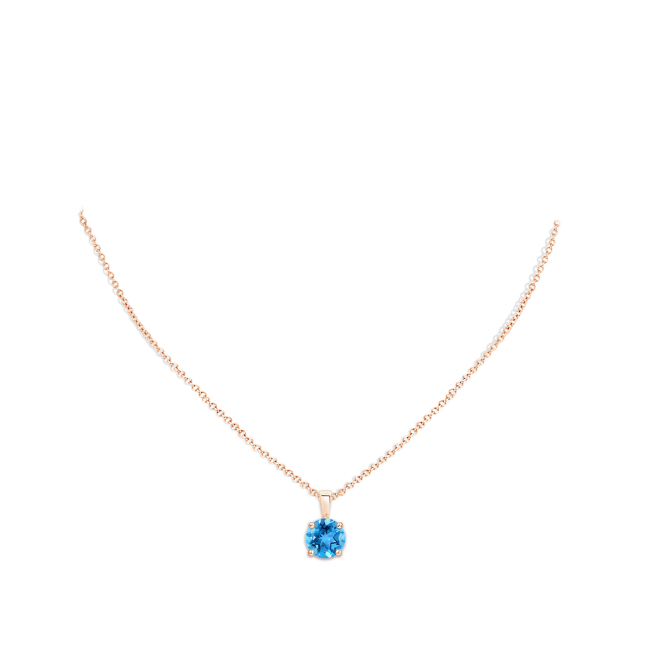 10mm AAA Classic Prong-Set Round Swiss Blue Topaz Solitaire Pendant in Rose Gold pen