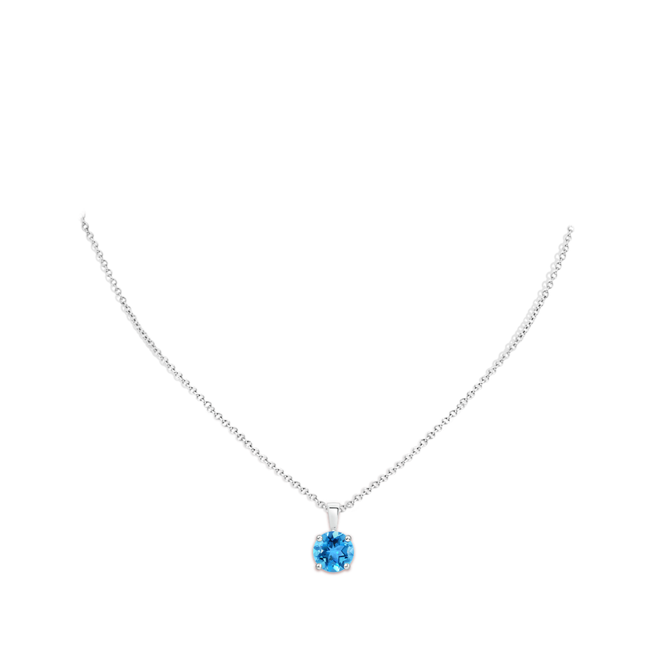 10mm AAA Classic Prong-Set Round Swiss Blue Topaz Solitaire Pendant in S999 Silver pen