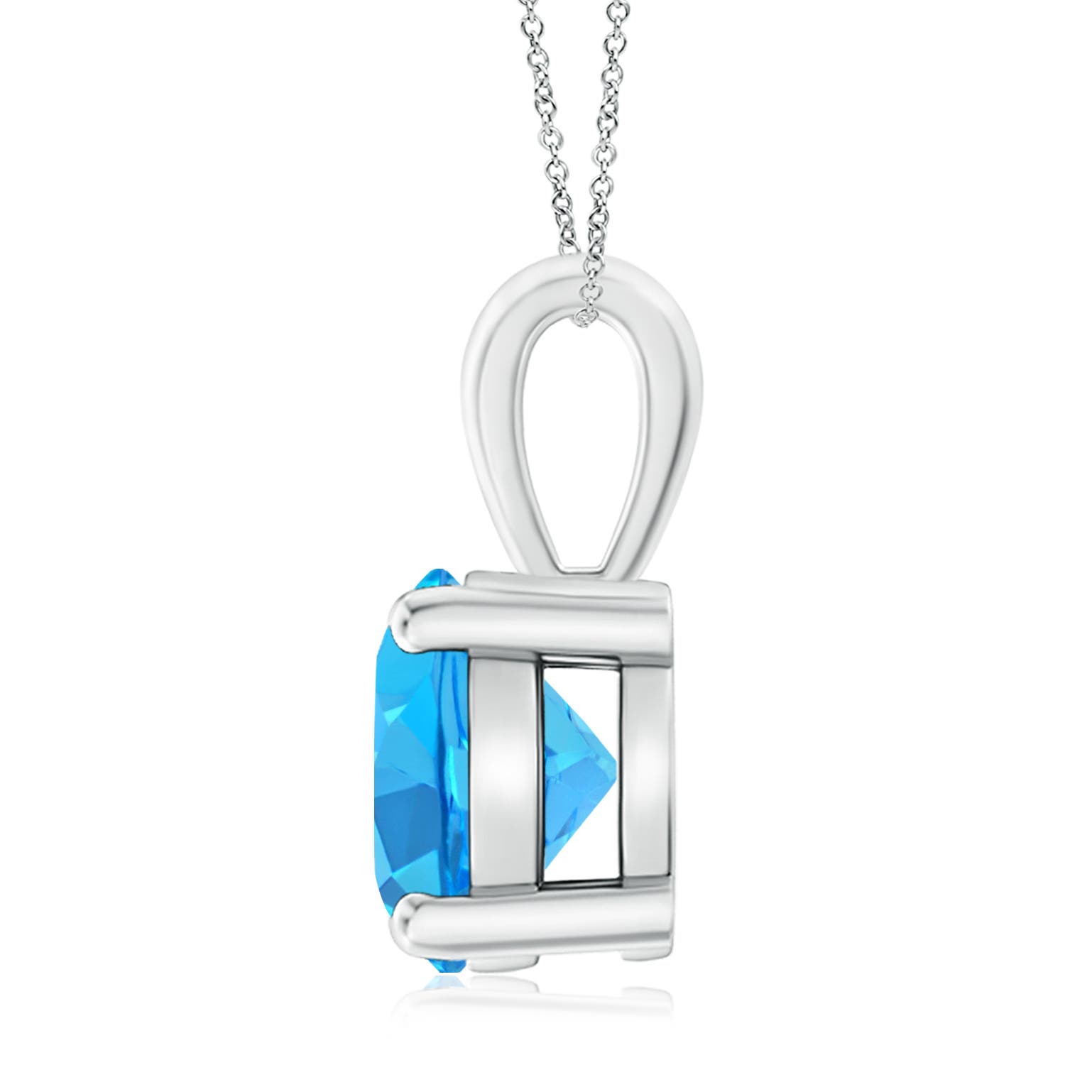 10mm AAA Classic Prong-Set Round Swiss Blue Topaz Solitaire Pendant in White Gold