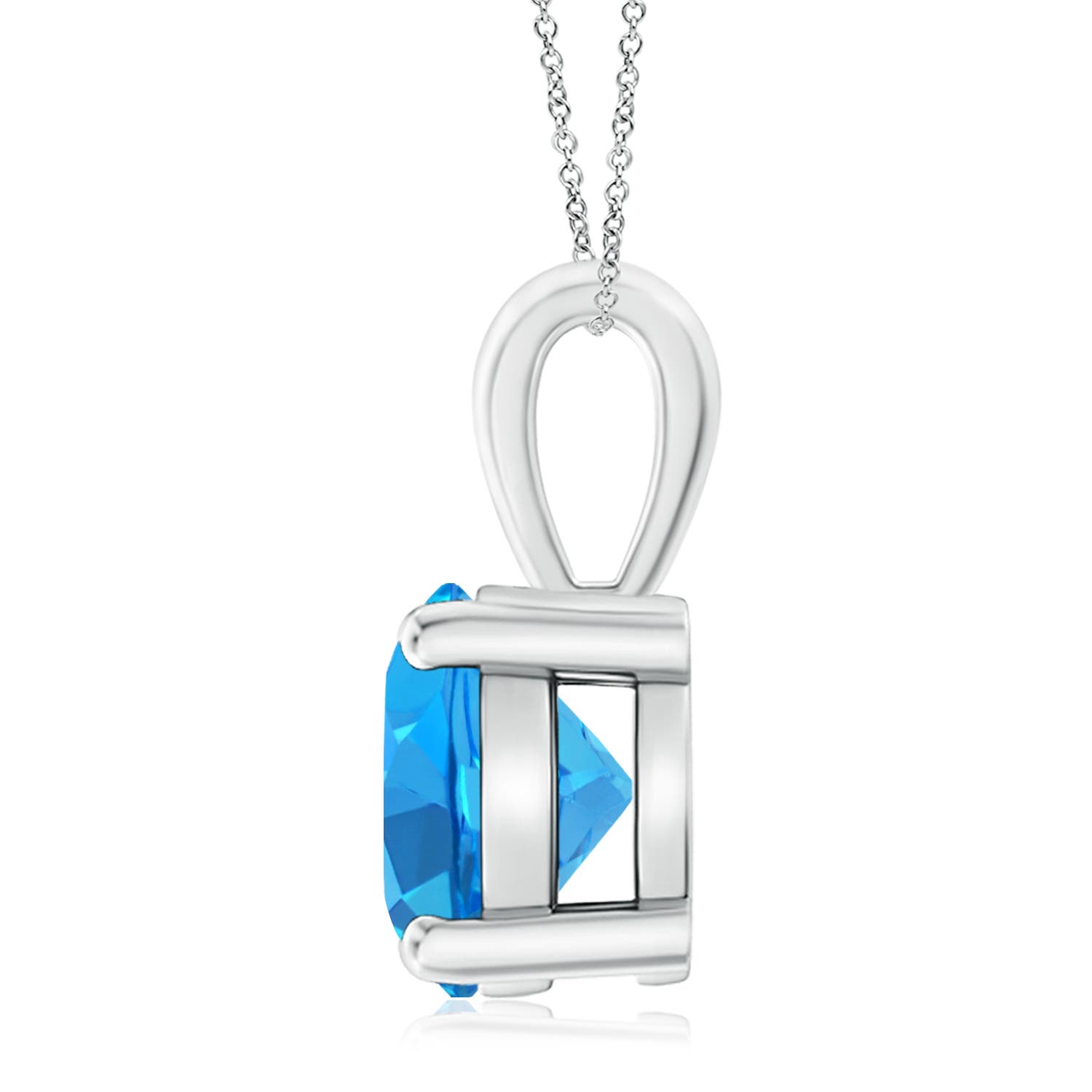 10mm AAAA Classic Prong-Set Round Swiss Blue Topaz Solitaire Pendant in P950 Platinum