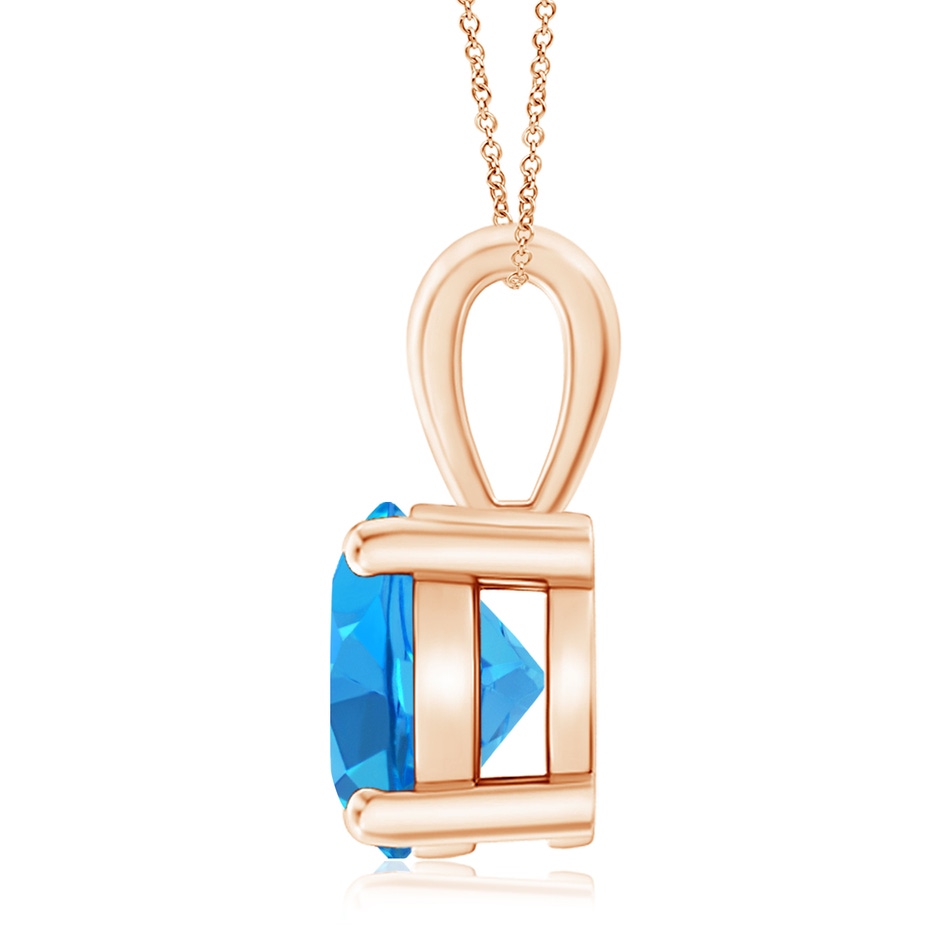 10mm AAAA Classic Prong-Set Round Swiss Blue Topaz Solitaire Pendant in Rose Gold side 199