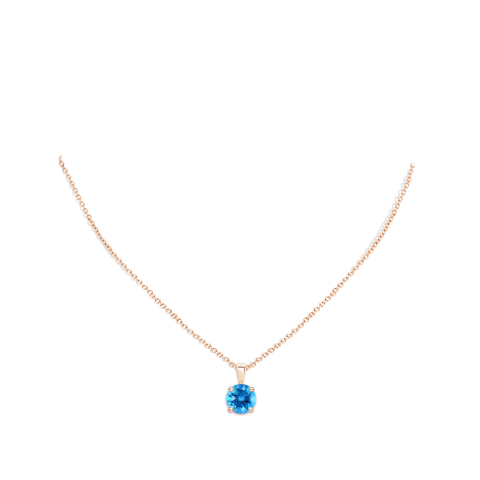 10mm AAAA Classic Prong-Set Round Swiss Blue Topaz Solitaire Pendant in Rose Gold pen