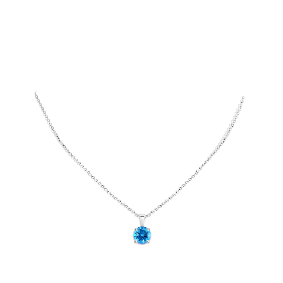 10mm AAAA Classic Prong-Set Round Swiss Blue Topaz Solitaire Pendant in S999 Silver pen