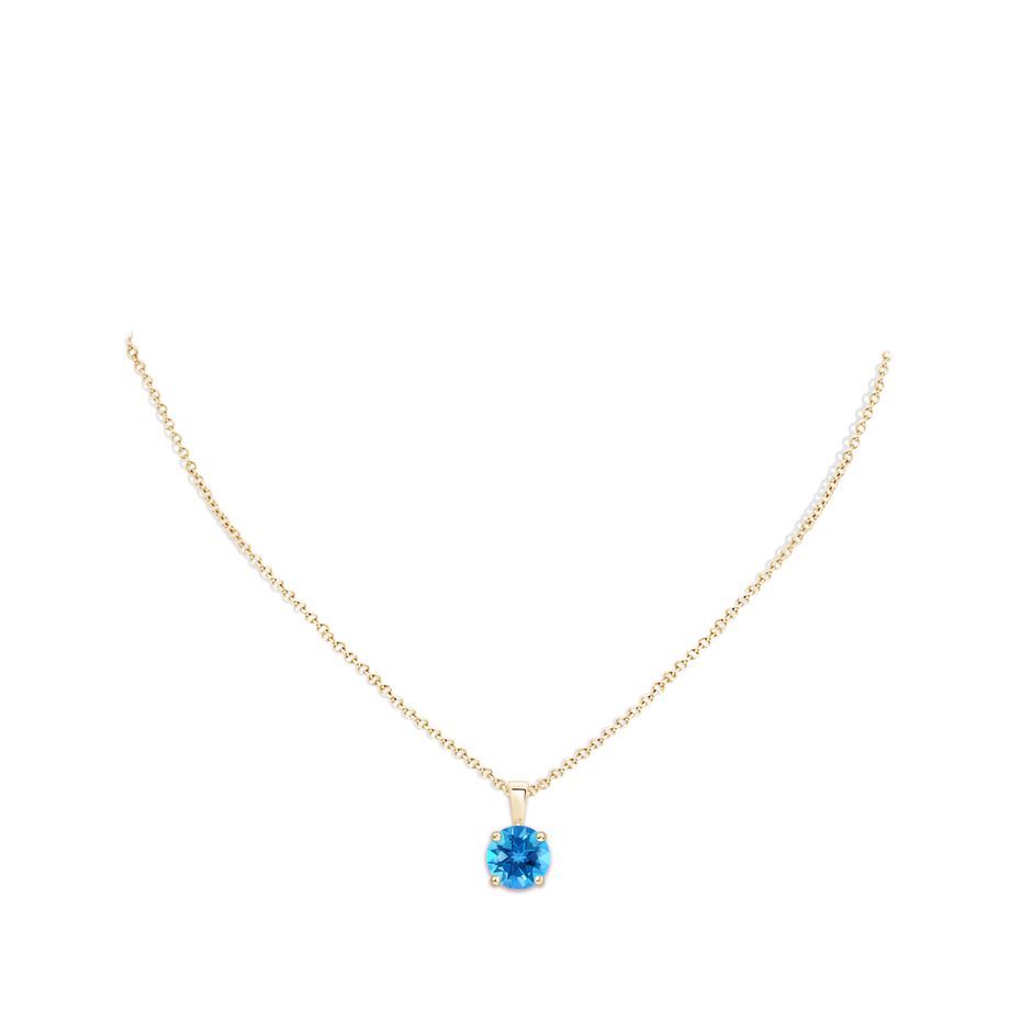 10mm AAAA Classic Prong-Set Round Swiss Blue Topaz Solitaire Pendant in Yellow Gold pen