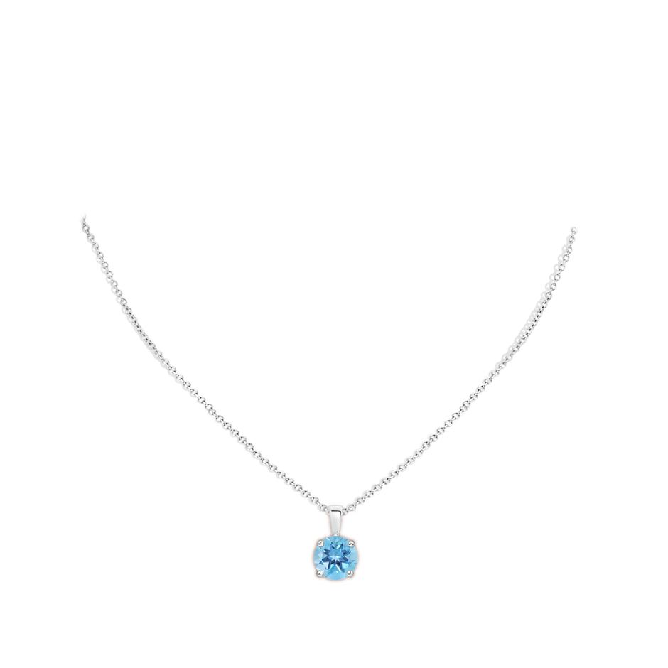 11mm A Classic Prong-Set Round Swiss Blue Topaz Solitaire Pendant in P950 Platinum pen