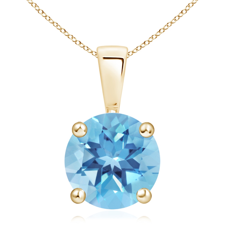 11mm A Classic Prong-Set Round Swiss Blue Topaz Solitaire Pendant in Yellow Gold 