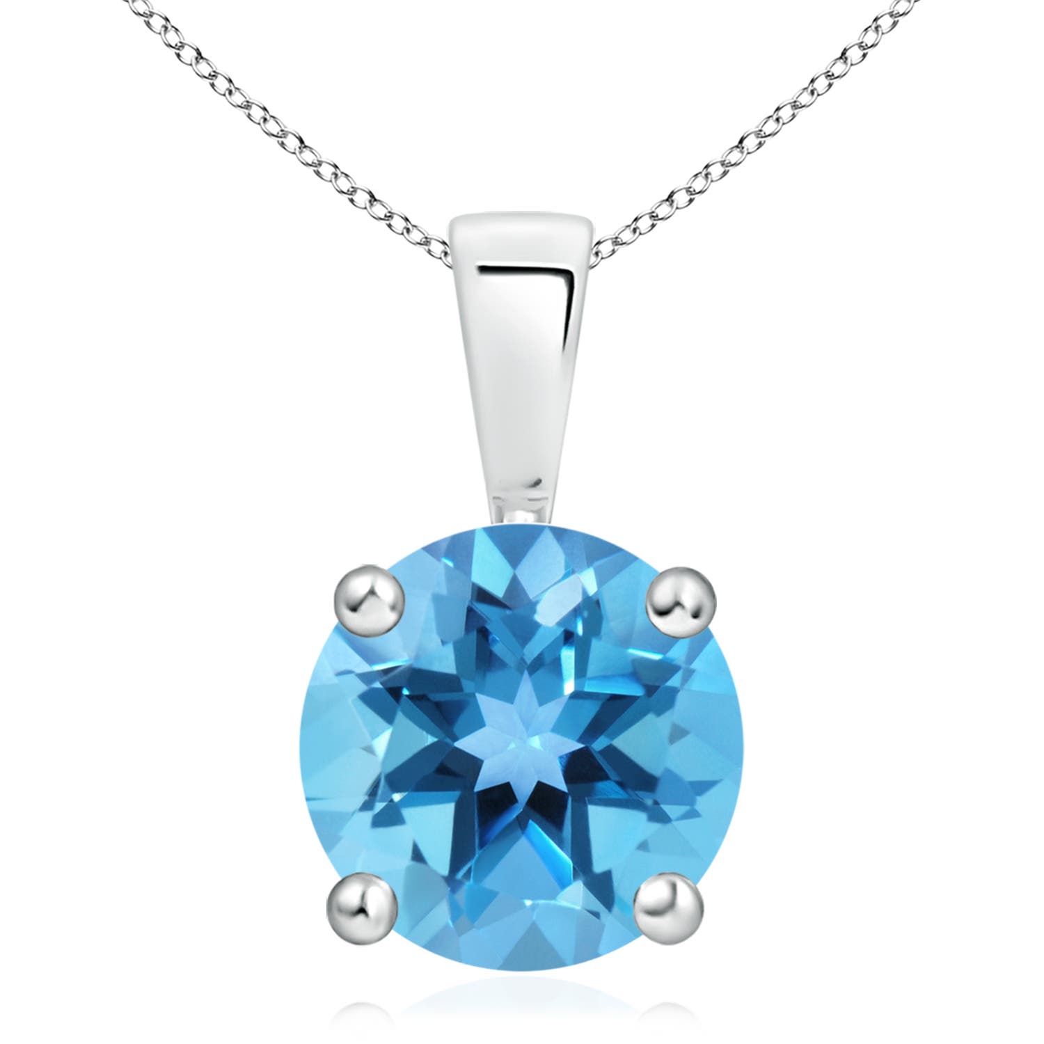 11mm AA Classic Prong-Set Round Swiss Blue Topaz Solitaire Pendant in P950 Platinum