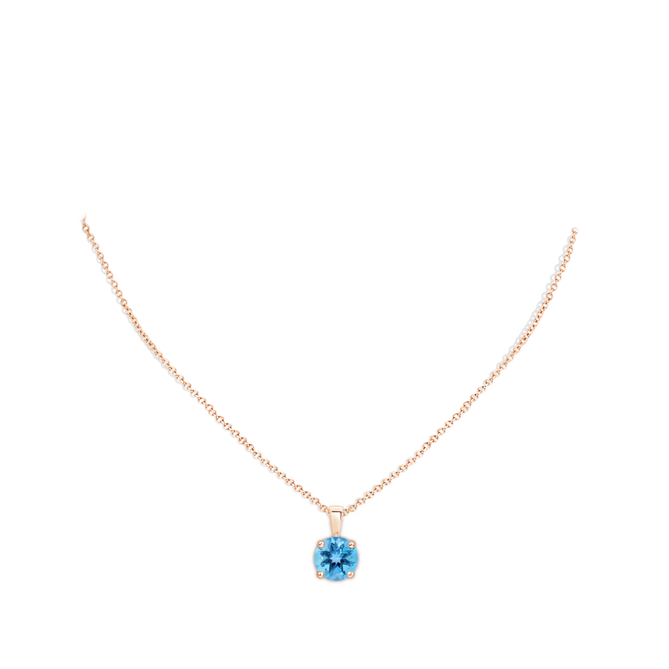 11mm AA Classic Prong-Set Round Swiss Blue Topaz Solitaire Pendant in Rose Gold pen