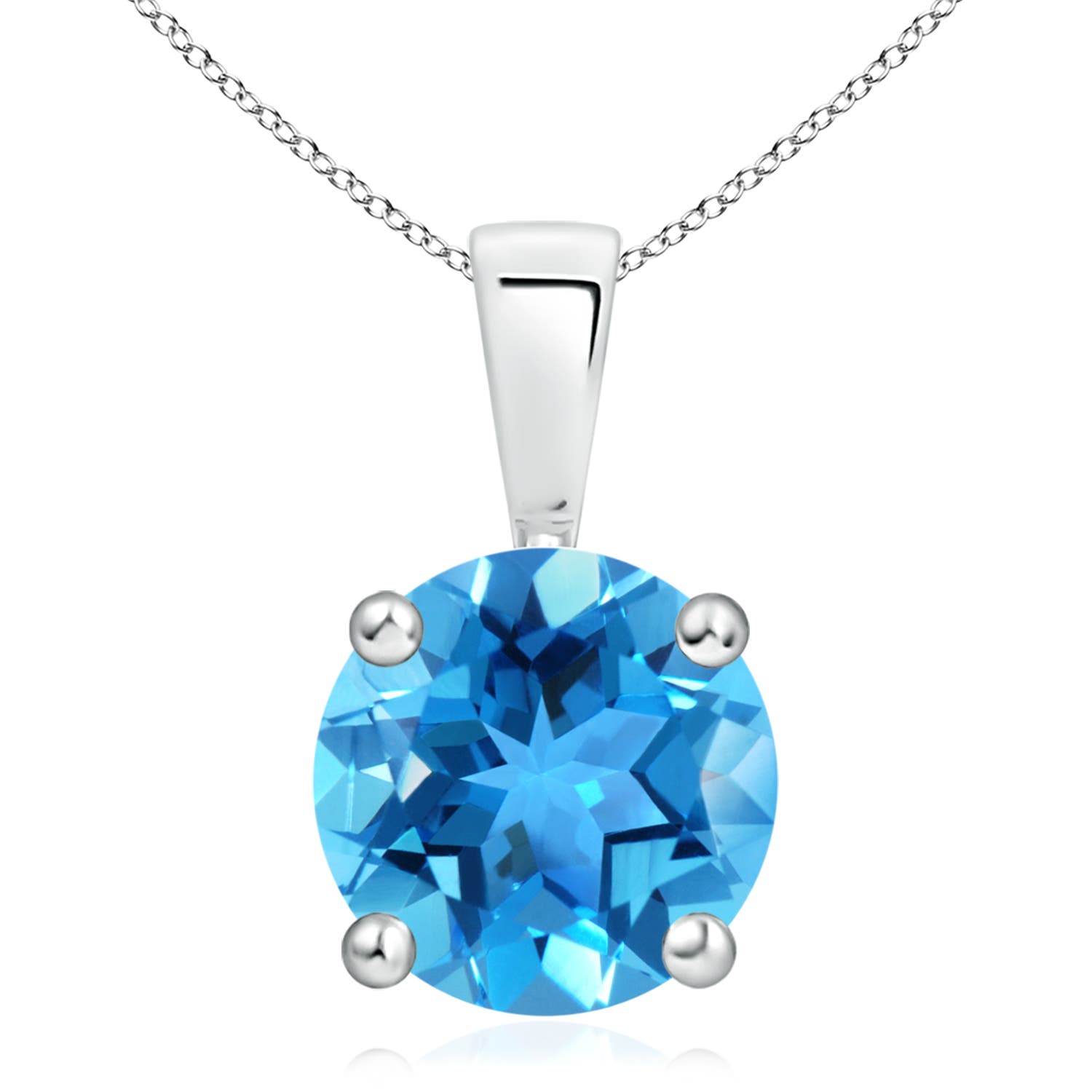 11mm AAA Classic Prong-Set Round Swiss Blue Topaz Solitaire Pendant in P950 Platinum