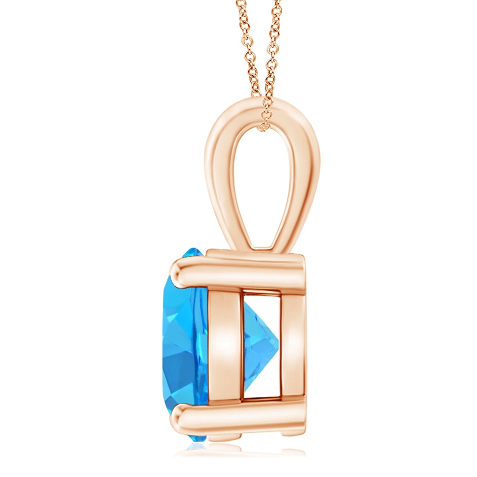 11mm AAA Classic Prong-Set Round Swiss Blue Topaz Solitaire Pendant in Rose Gold side 199