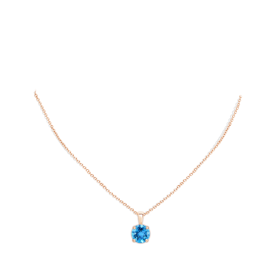 11mm AAA Classic Prong-Set Round Swiss Blue Topaz Solitaire Pendant in Rose Gold pen