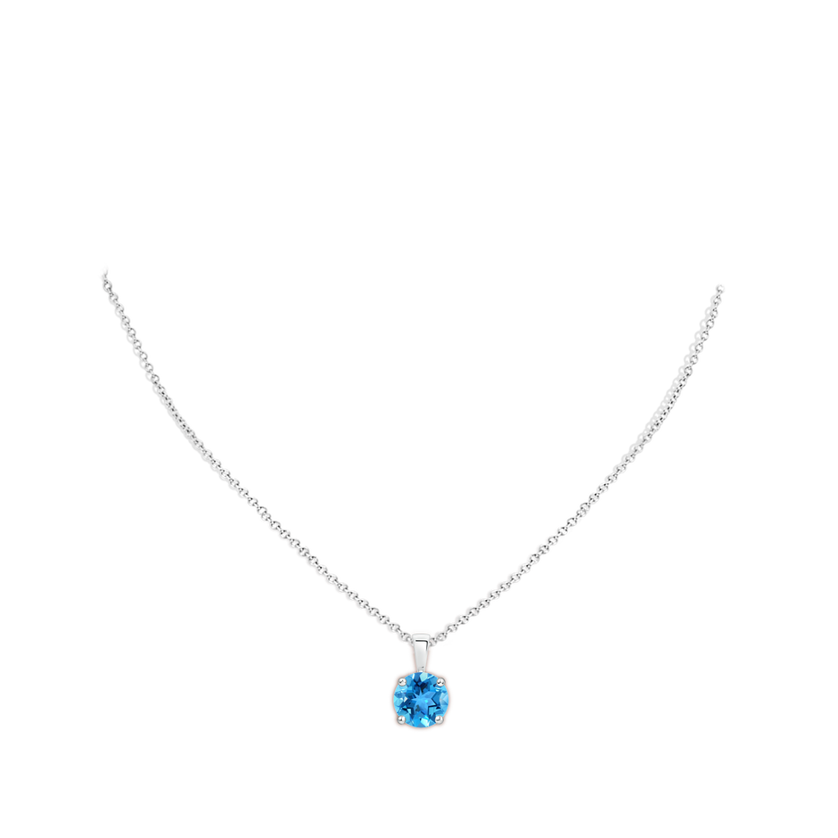 11mm AAA Classic Prong-Set Round Swiss Blue Topaz Solitaire Pendant in S999 Silver pen