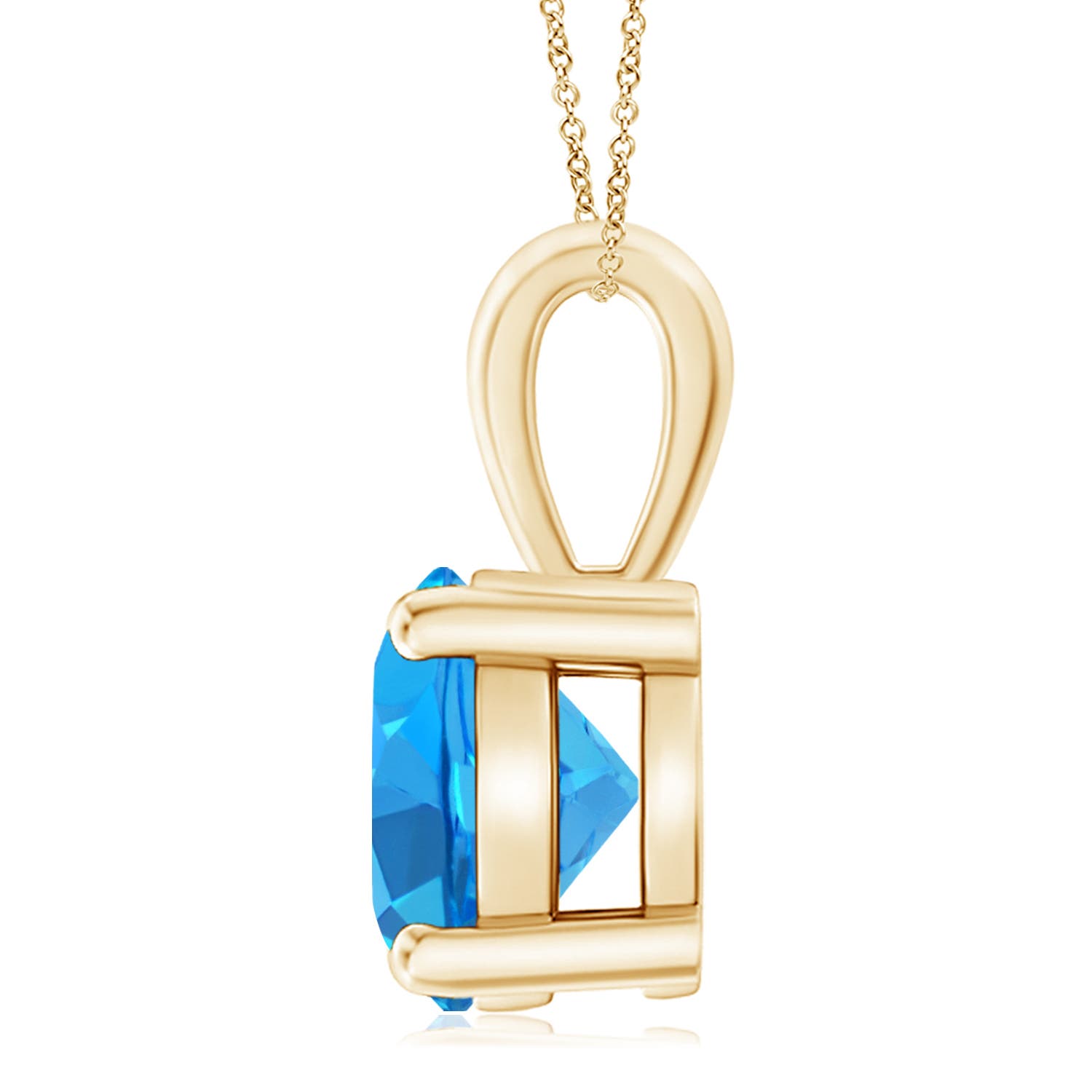 11mm AAAA Classic Prong-Set Round Swiss Blue Topaz Solitaire Pendant in 18K Yellow Gold