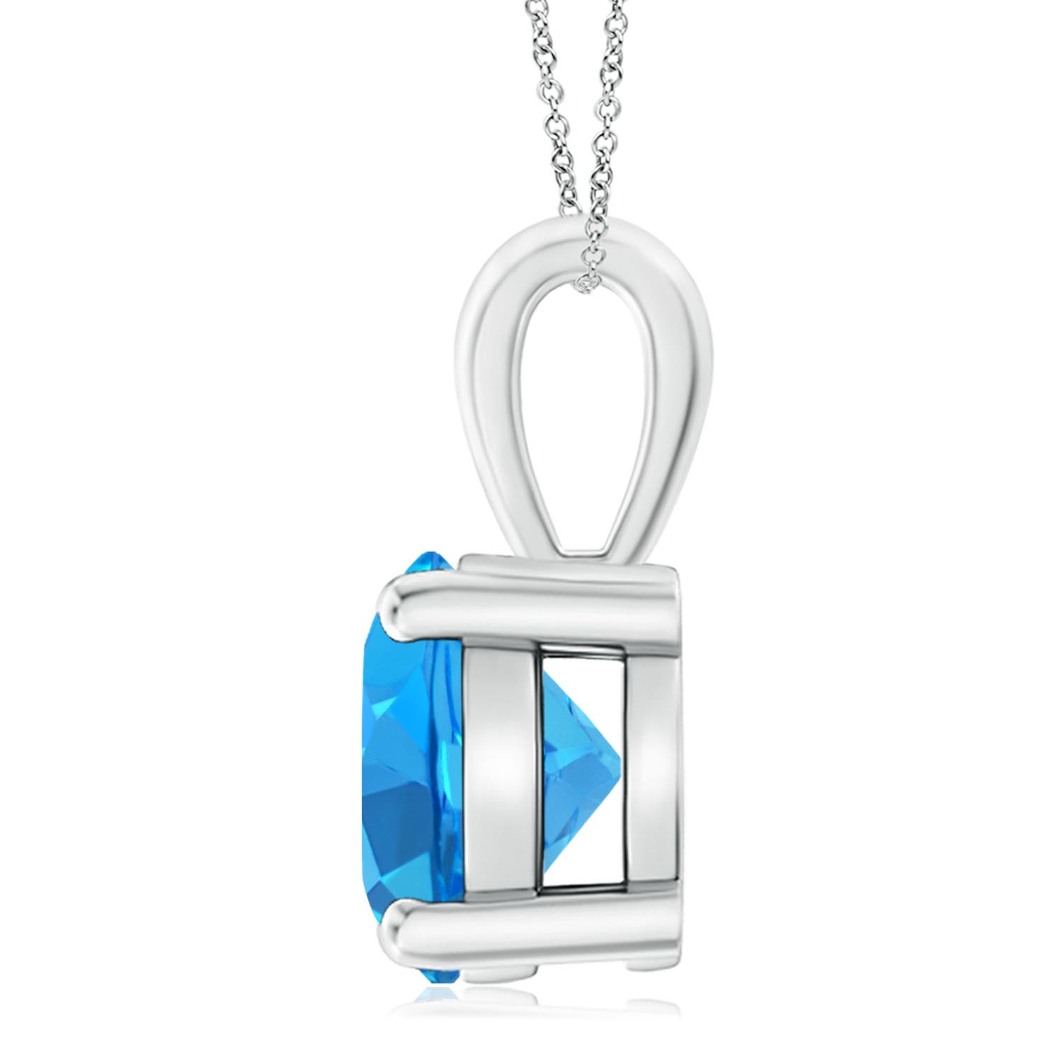 11mm AAAA Classic Prong-Set Round Swiss Blue Topaz Solitaire Pendant in P950 Platinum