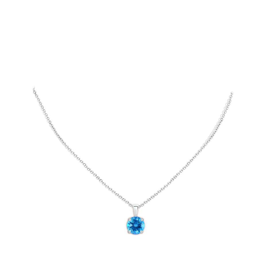 11mm AAAA Classic Prong-Set Round Swiss Blue Topaz Solitaire Pendant in P950 Platinum pen
