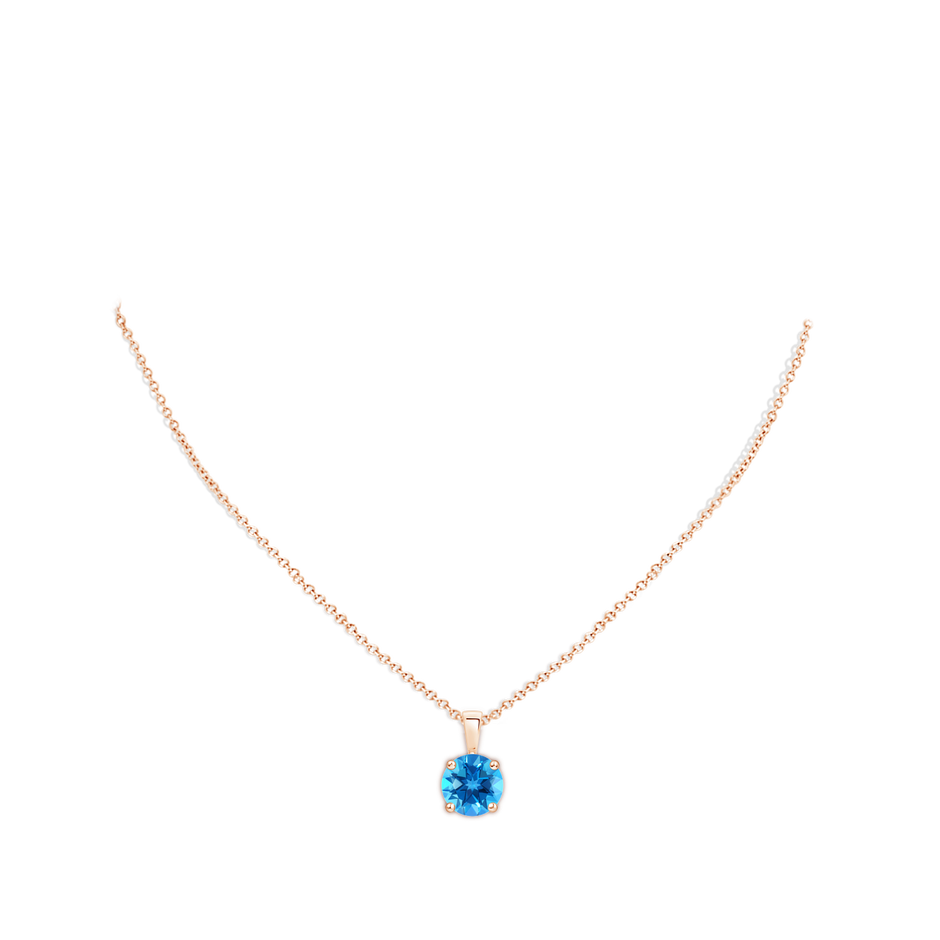 11mm AAAA Classic Prong-Set Round Swiss Blue Topaz Solitaire Pendant in Rose Gold pen