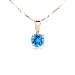 4mm AAA Classic Round Swiss Blue Topaz Solitaire Pendant in Rose Gold